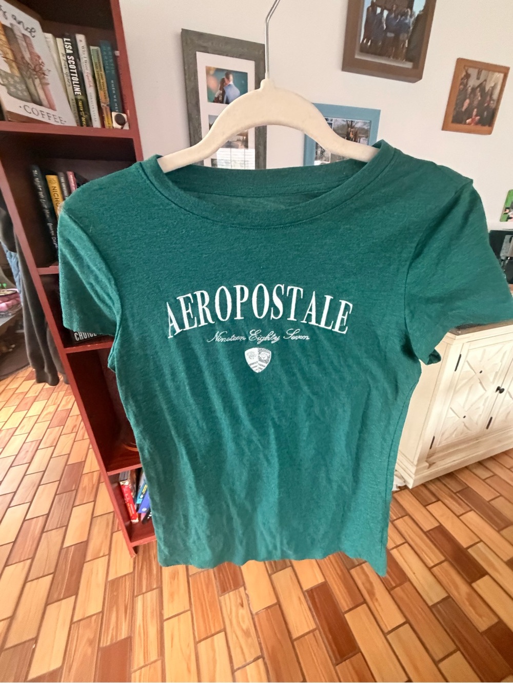 Aeropostale Women's Teal Green Logo Short Sleeve Tee